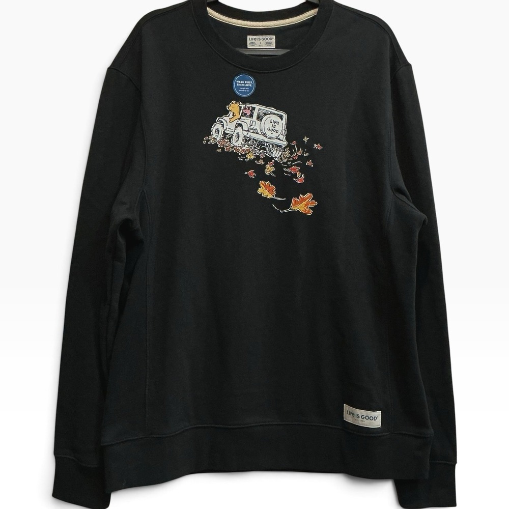 Life Is Good Winnie the Pooh Piglet Disney Fall Sweatshirt Mens L Unisex NWT